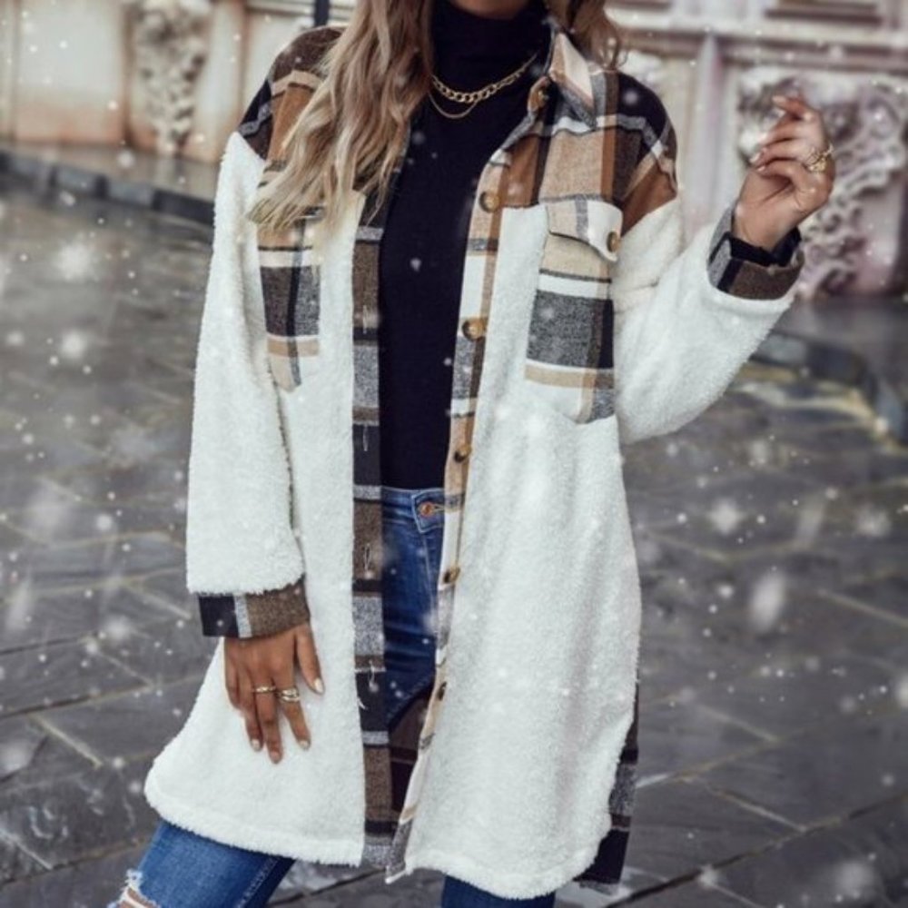 Cozy, Plaid Detailed, Button Down Shacket - Picture 6 of 7